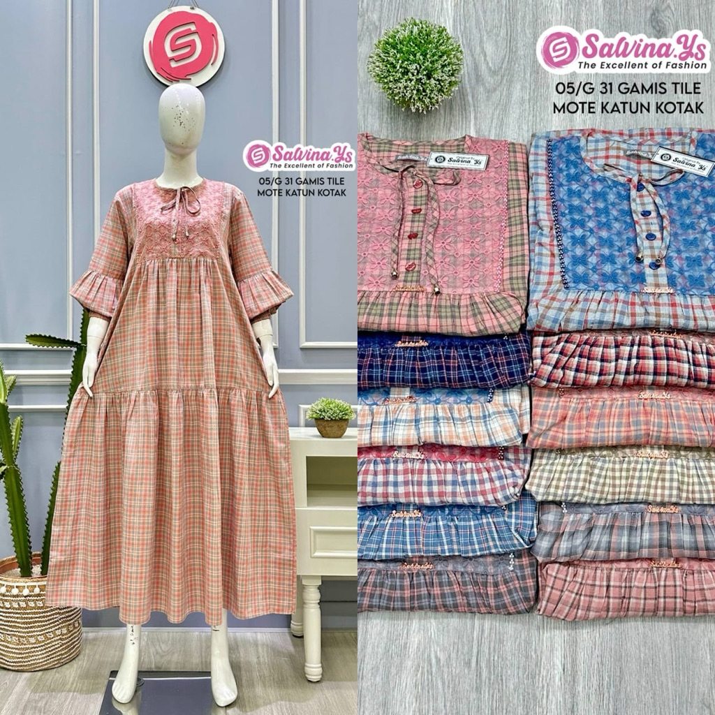 gamis salvina katun kotak triset terbaru
