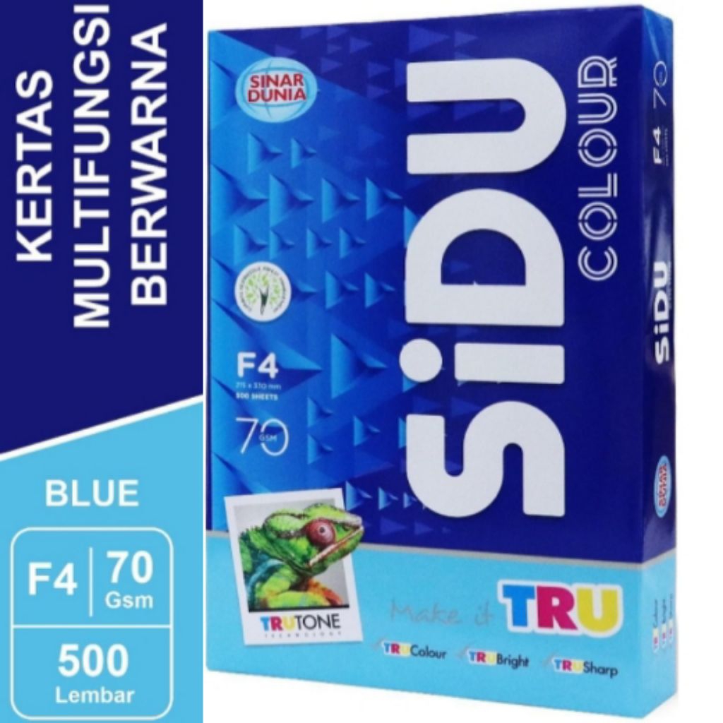 Kertas HVS SiDU Warna Biru F4 70 Gram isi 500 Lembar