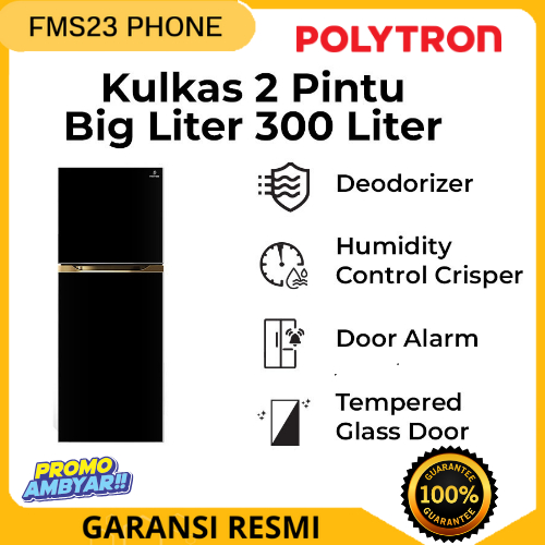 kulkas POLYTRON Kulkas 2 Pintu Belleza Big Liter 300 Liter - PRM 430X GARANSI RESMI