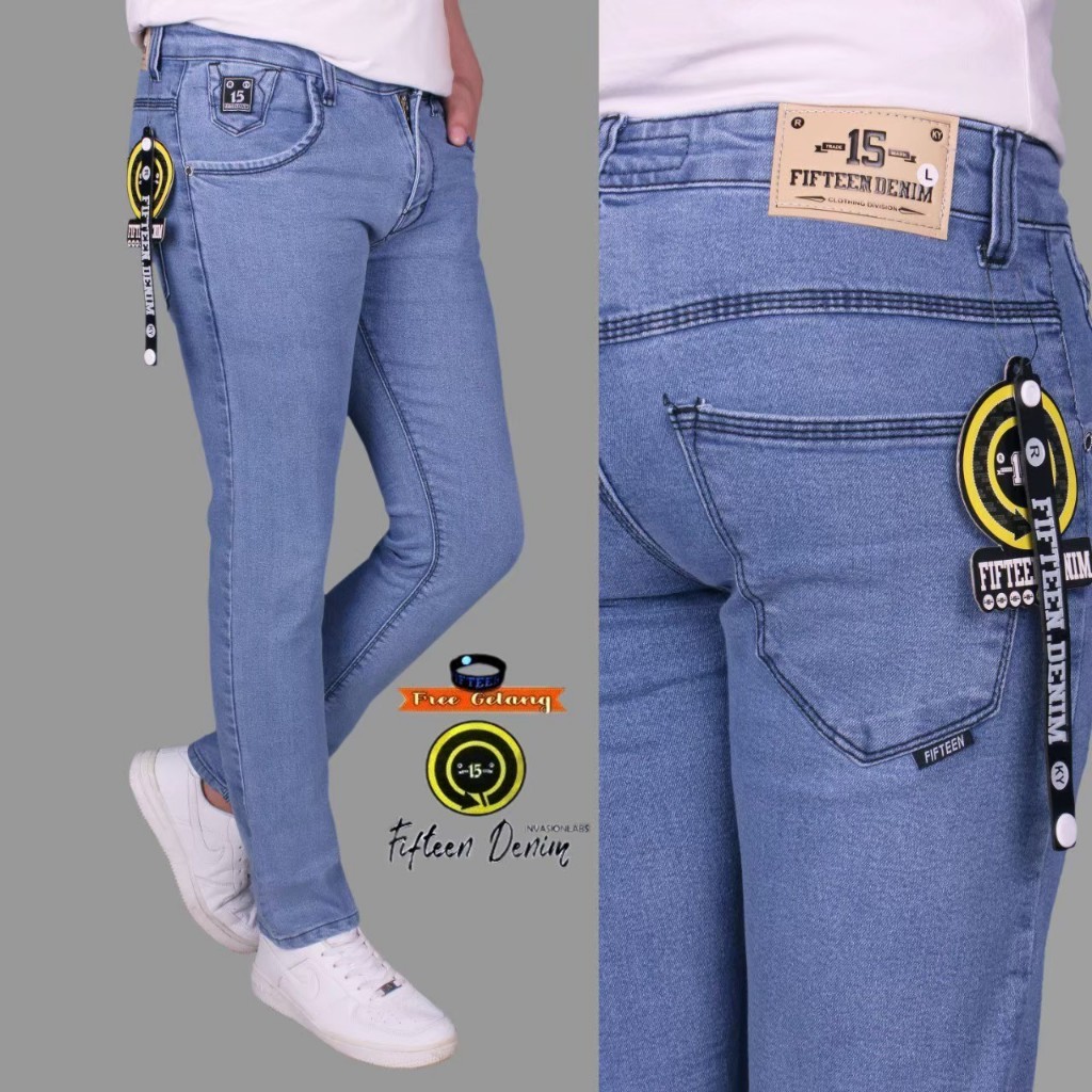 FIFTEEN DENIM - Celana Jeans Pria Slim Fit / Fifteen Denim Original Cowok Stretch Terlaris