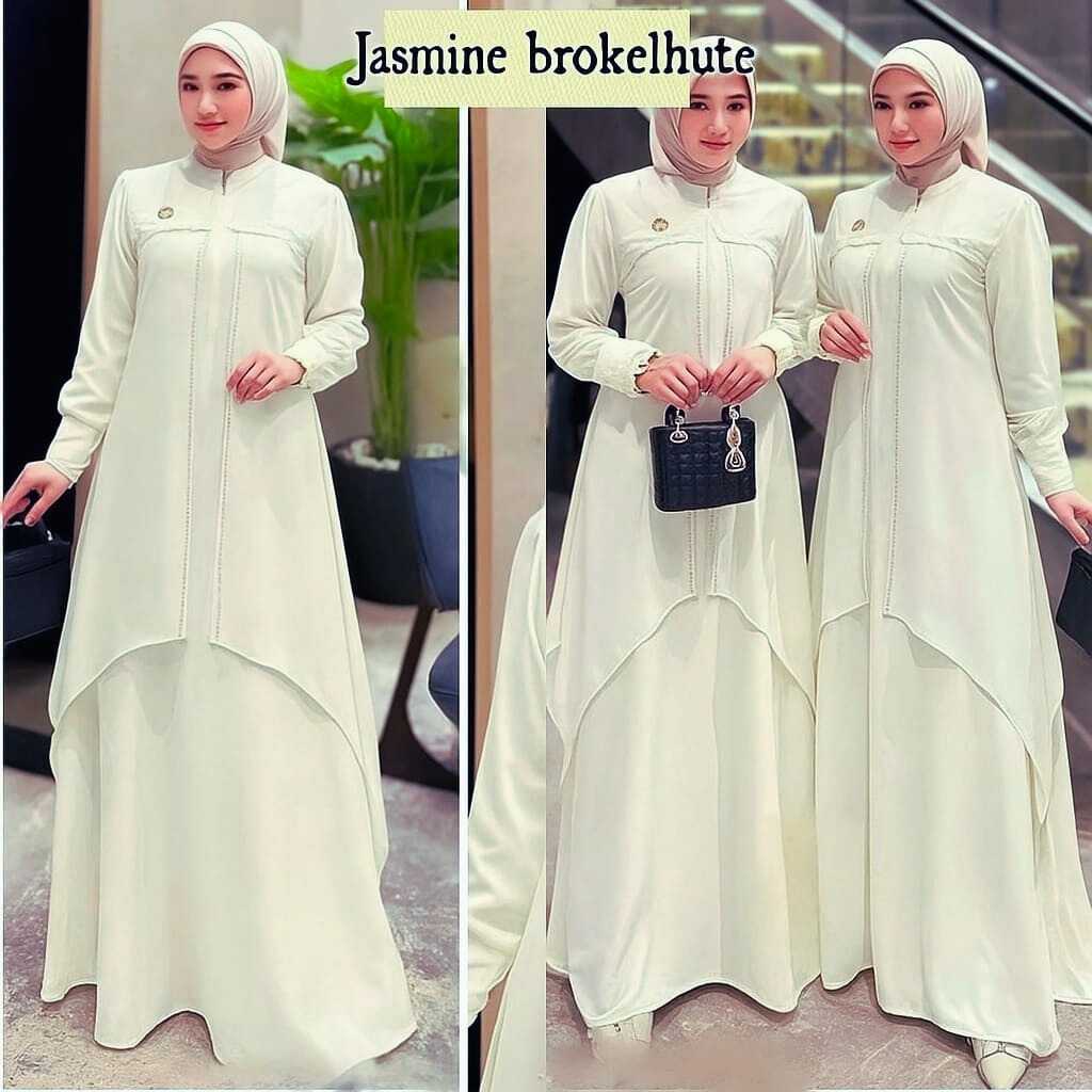 Gsmis Longdris Syari Games Elegan 2In1 Pakaian Muslim Abaya Ghamis Premium Berkwlaitas Jubah Wanita 