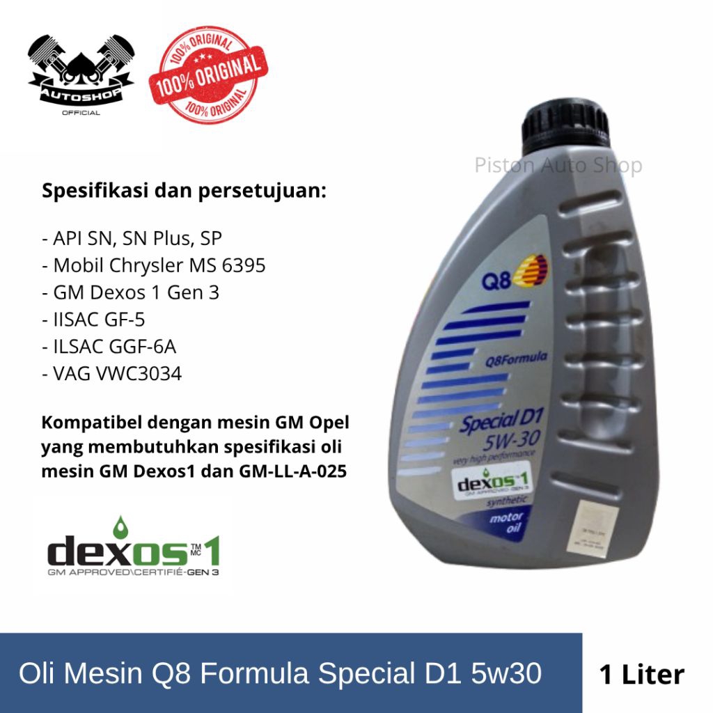 Oli Mesin Q8 Formula Special D1 5W 30 Dexos 1 Gen 3 original