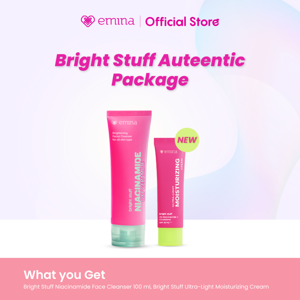 Emina Bright Stuff Auteentic Package: Bright Stuff Niacinamide Oxy Ceramide Brightening Face Wash da