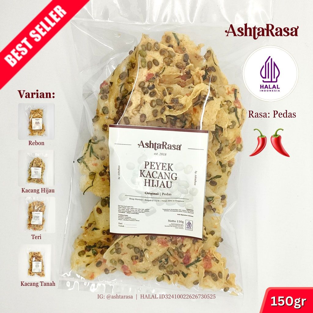 150gr Peyek Kacang, Peyek Kacang Hijau, Peyek Teri, Peyek Rebon Rasa Pedas | Renyah, HALAL, No-MSG