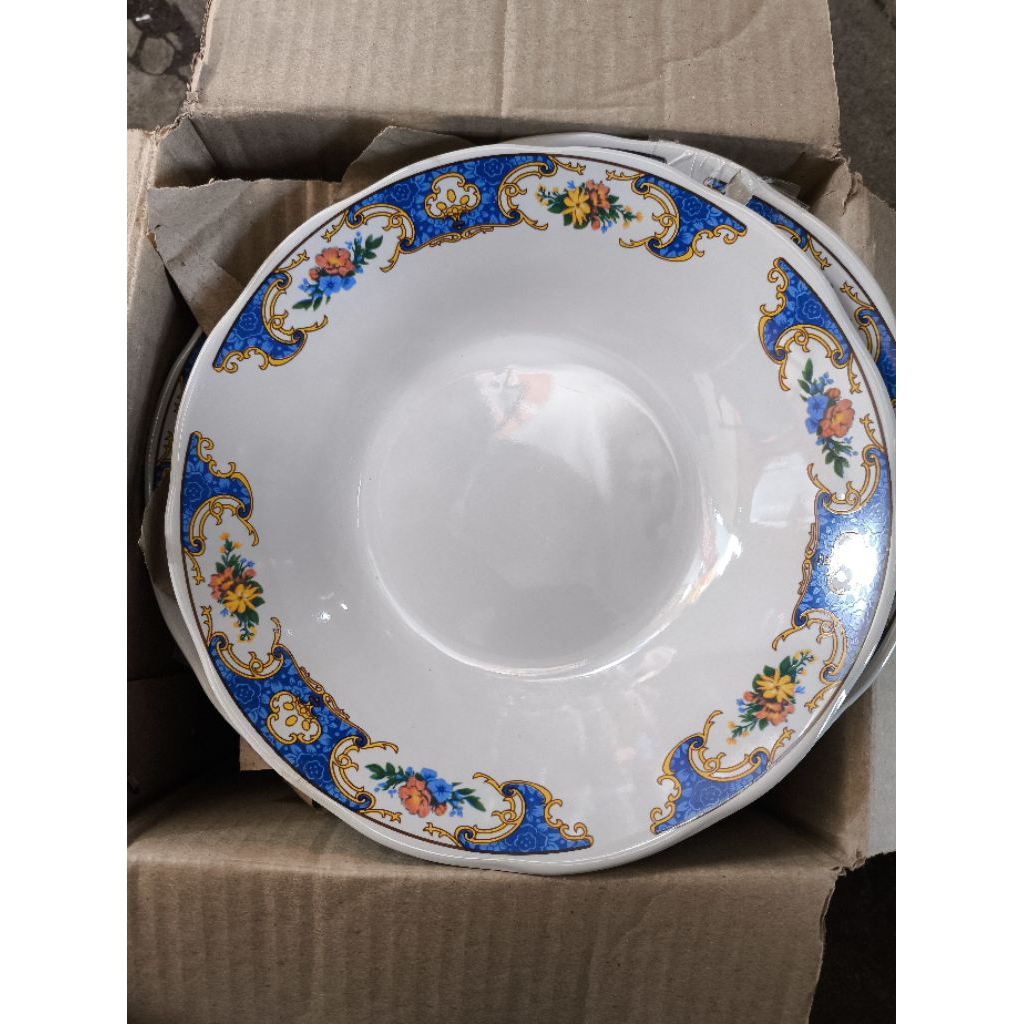 1 LUSIN PIRING KERAMIK MOTIF MAHKOTA / PIRING KERAMIK MERK LILIA