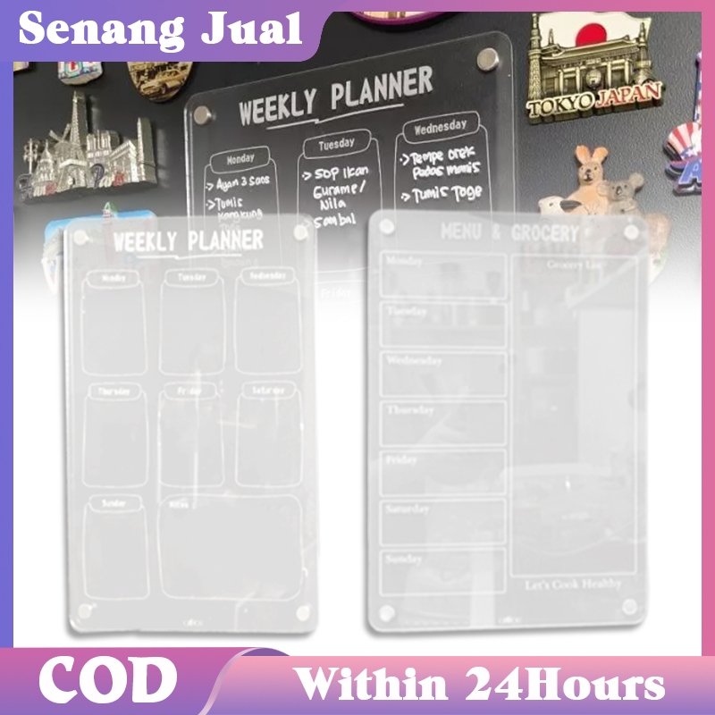 Template Papan Menu Bahan Makanan Akrilik  Papan Catatan Magnetik Akrilik  Planner Monthly Weekly