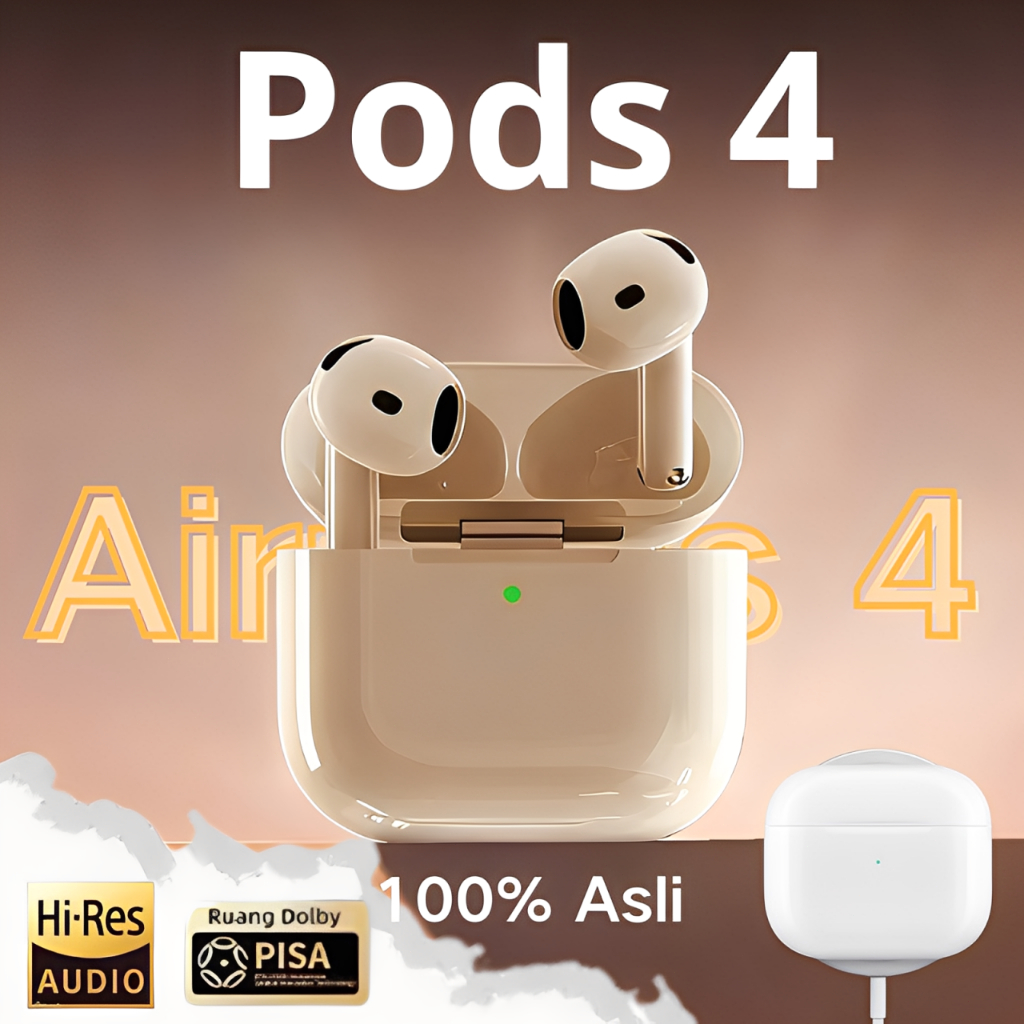 (100% Asli)Pods 2 Pro/Pods 3/Pods 4 - Headset Gaming ANC (Active Noise Cancellation), Earphone Bluet