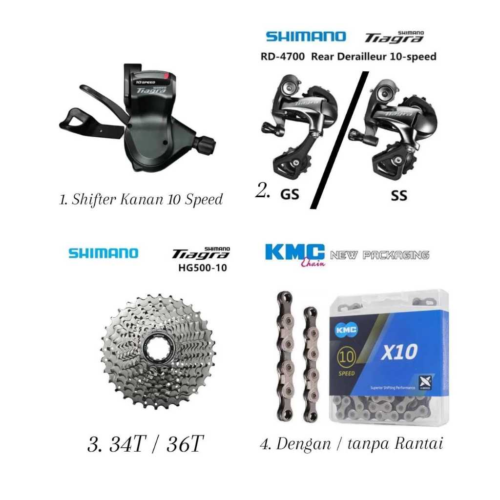 MINI GROUPSET SHIMANO TIAGRA 4700 RD SHIFTER SPROCKET RANTAI