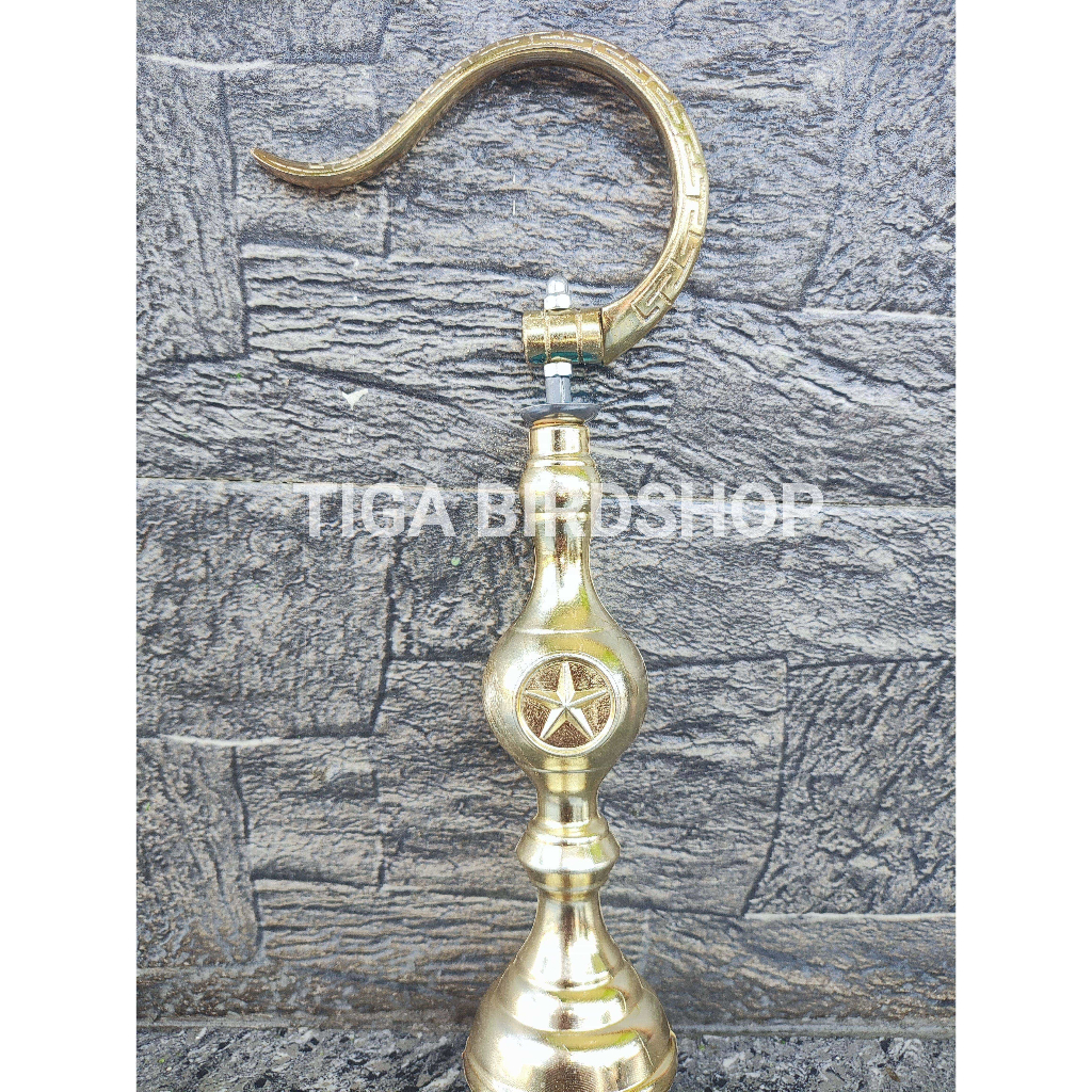 GANTUNGAN LIPAT CUNGKOK GOLD + PION PLECI BINTANG PVC GOLD SANGKAR KANDANG BURUNG MURAI LOVEBIRD PLE