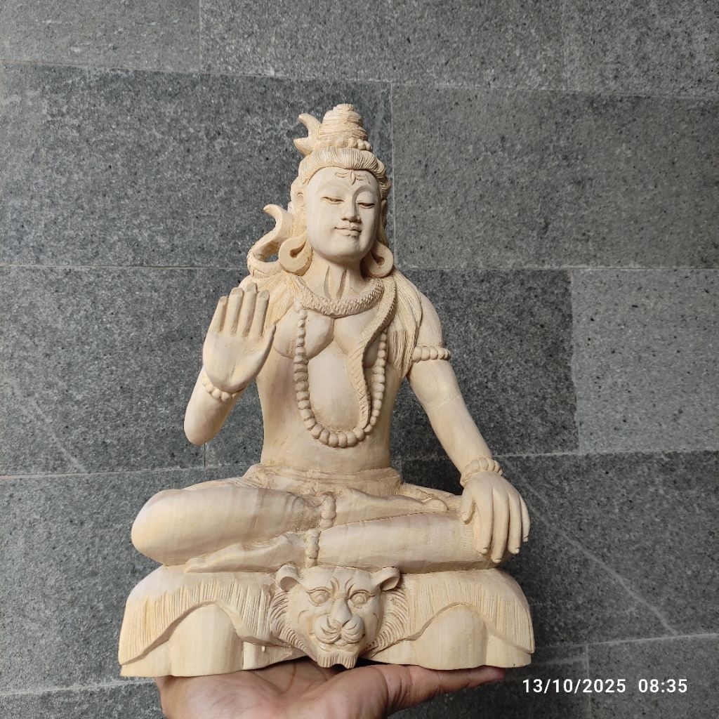 Patung arca dewa Siwa buatan tangan Bali bahan kayu
