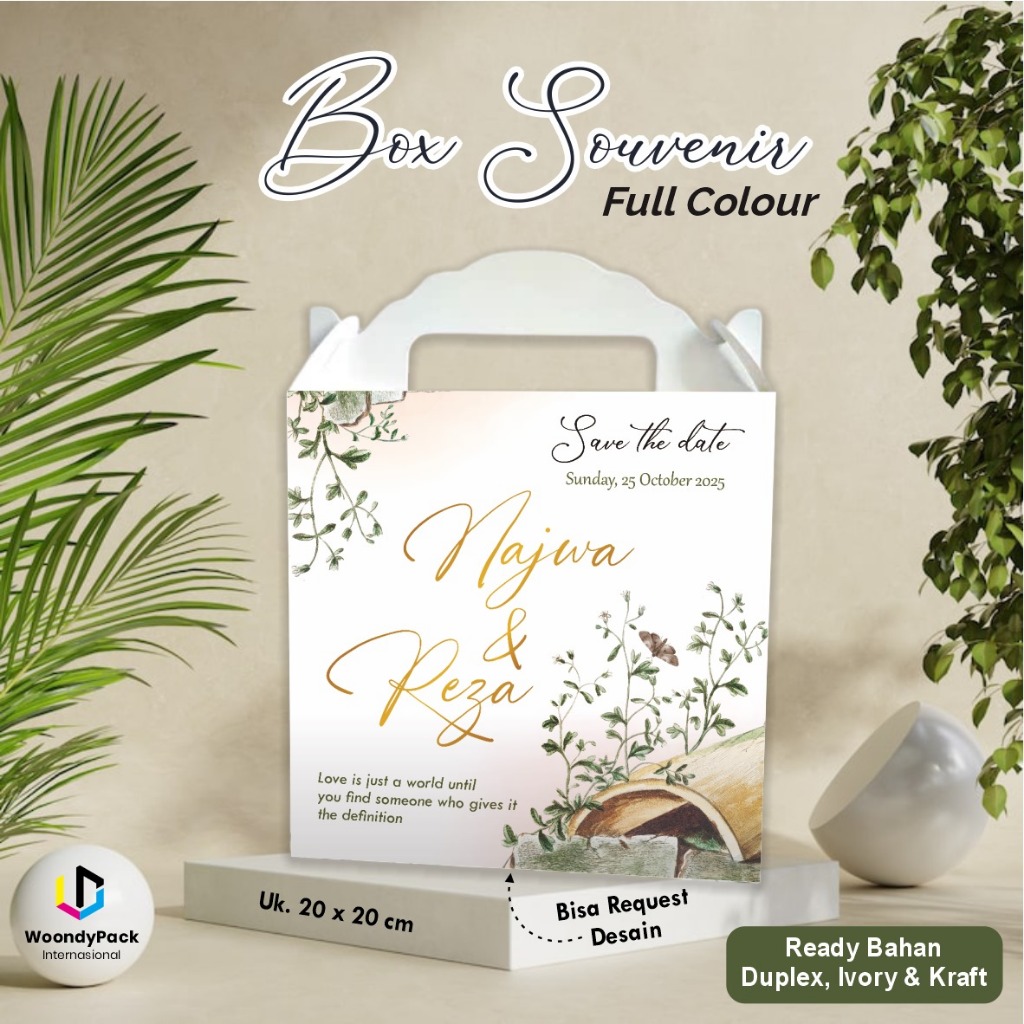 Cetak Box Souvenir Piring Custom Full Colour - Paper Box Souvenir Ivory Harga Grosir
