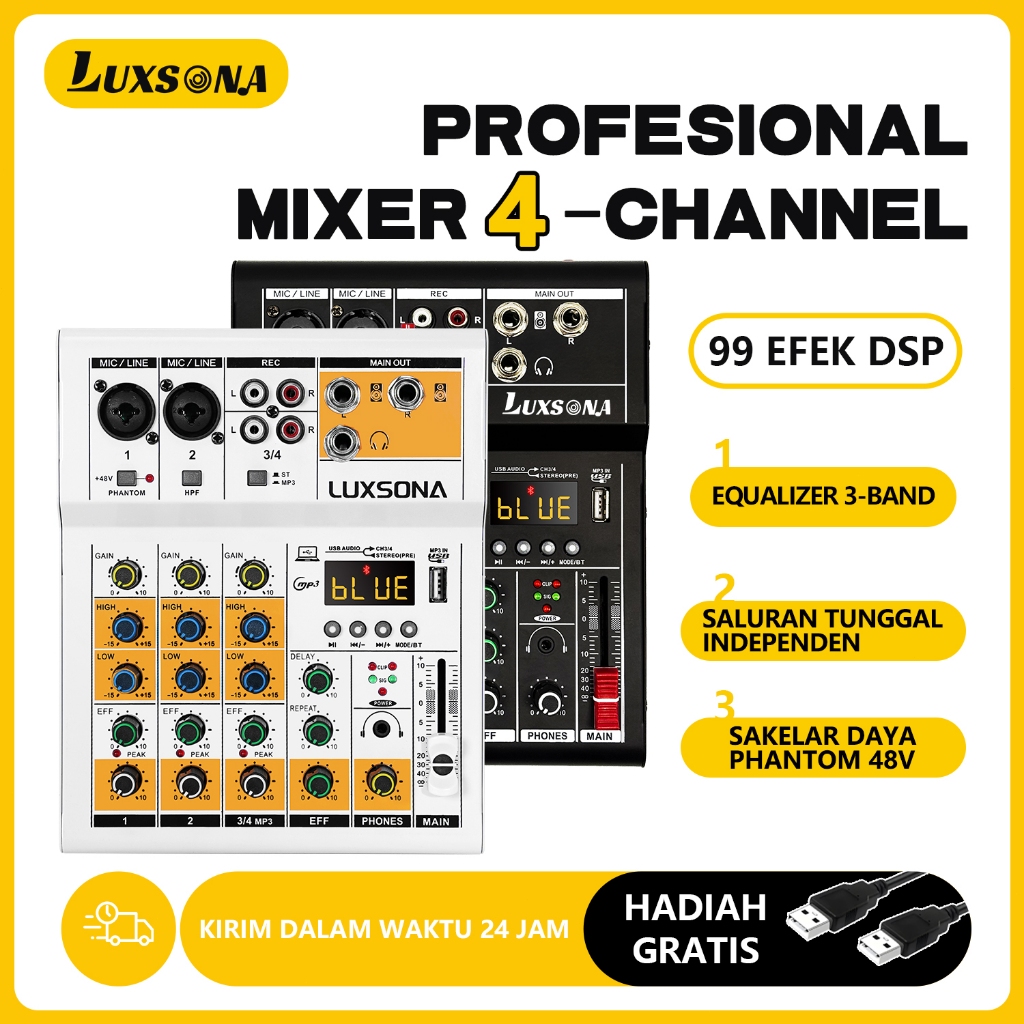 Audio Mixer 4 Saluran/Mixer dengan reverb bawaan/mixer audio murah/misker Mini Premium