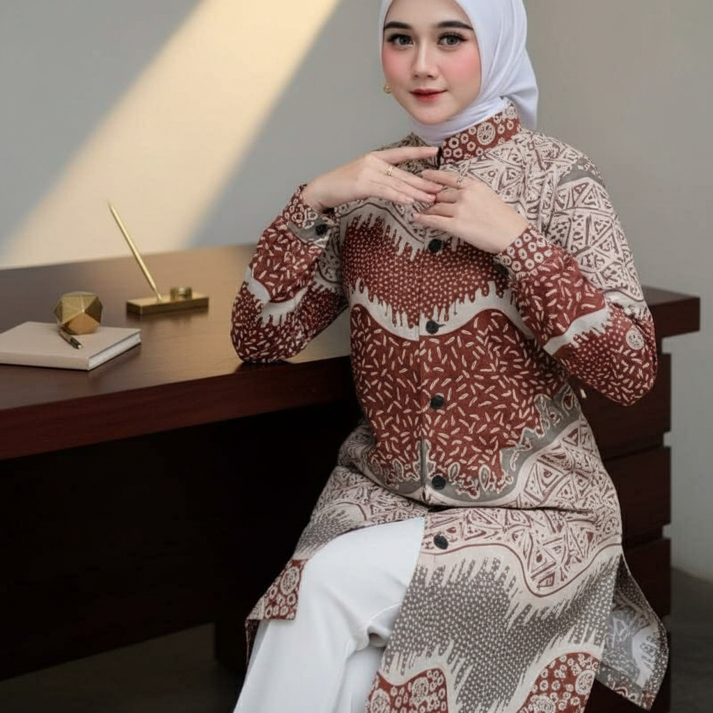 Batik Tunik Nirmala Batik Modern Blouse Tunik Atasan Batik Wanita Tunik Lyodra