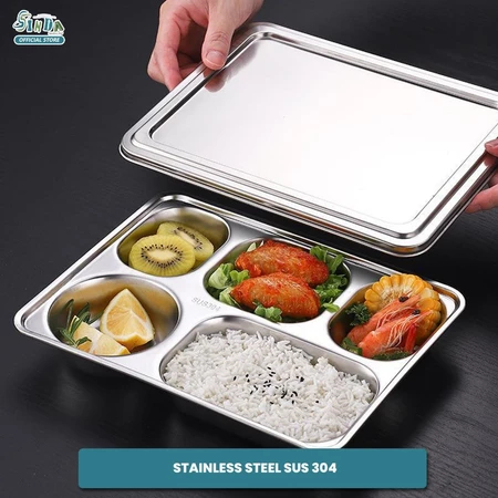 Ompreng mbg Stainless 304 Sekat 5 Kotak Makan Stainless Tempat makan tempat makan food grade