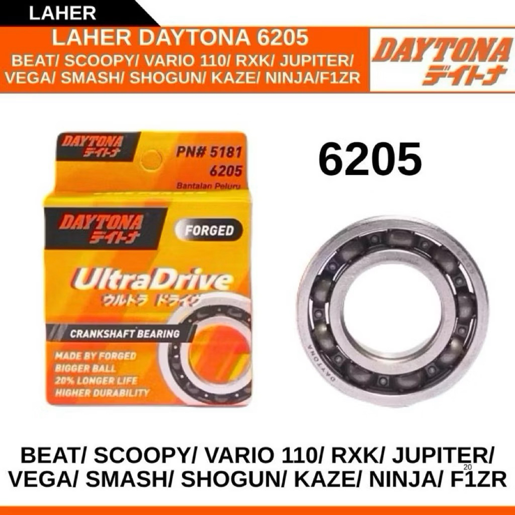 BEARING LAHER KRUK AS 6205 FIZ R F1ZR ALFA SATRIA 2 TAK TORNADO CRYSTAL 125Z RC100 RC80 HONDA S90 BE