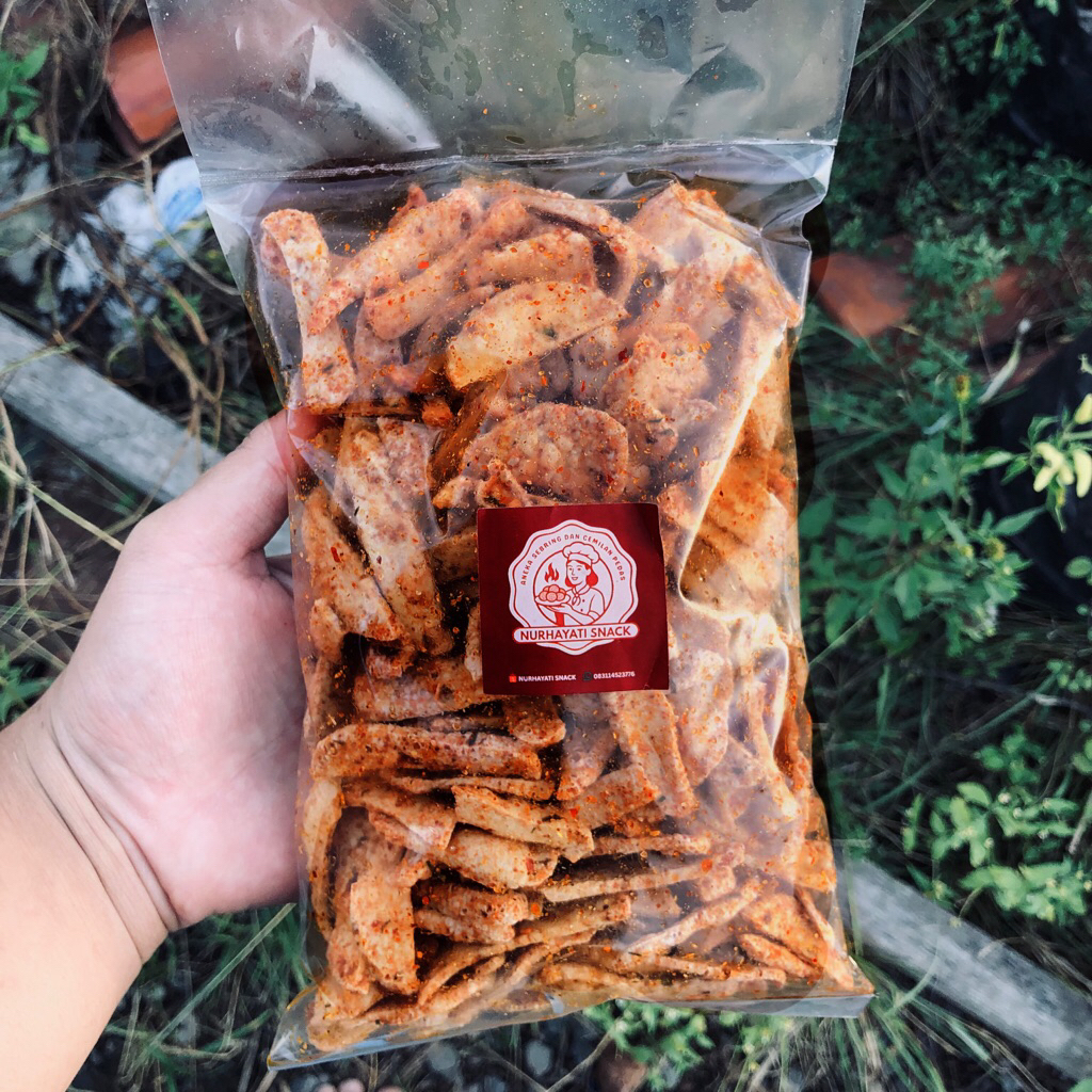 BASRENG PEDAS DAUN JERUK 1 KG / BASRENG BANDUNG / KERIPIK BASRENG/ SEBLAK KERING BASRENG VIRAL / BAS