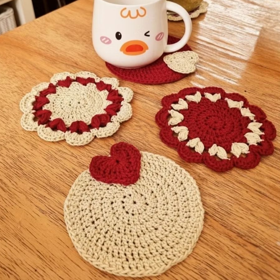 CROCHET COASTER LOVE SERIES /COASTER RAJUT