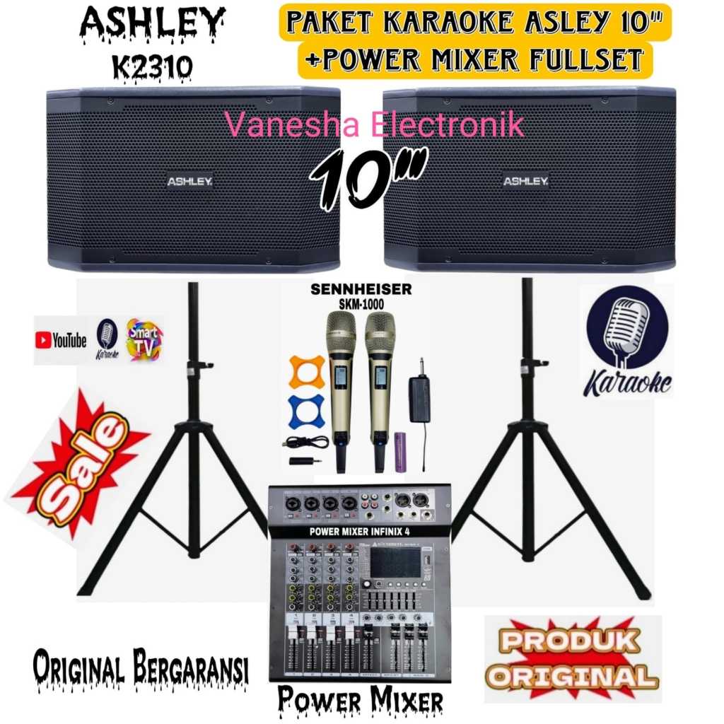 Paket karaoke premium speaker pasif ASHLEY K2310 K 2310 original full set
