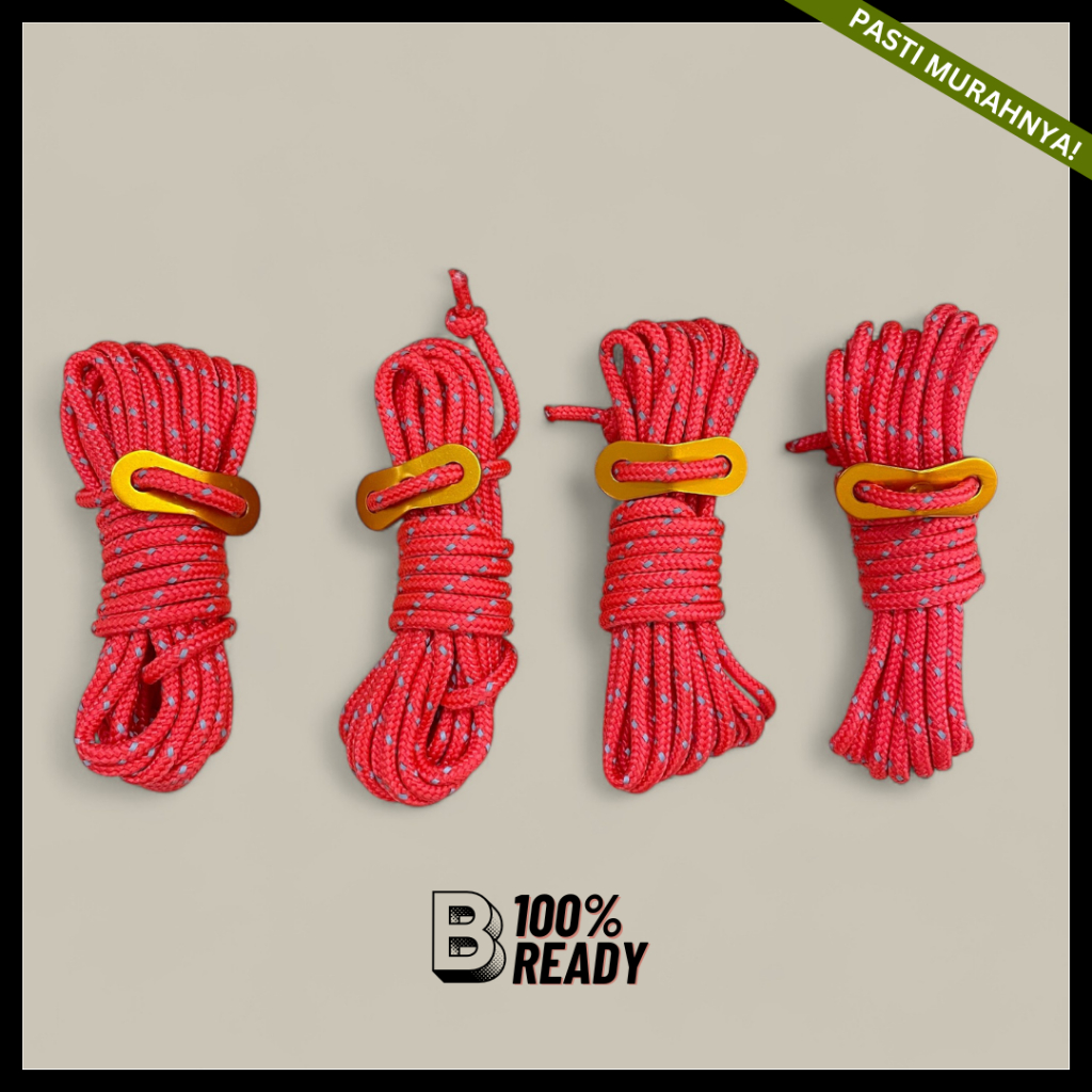 Tali Paracord Tenda 4 Meter 4mm 4 Pcs / Tali Tactical Paracord