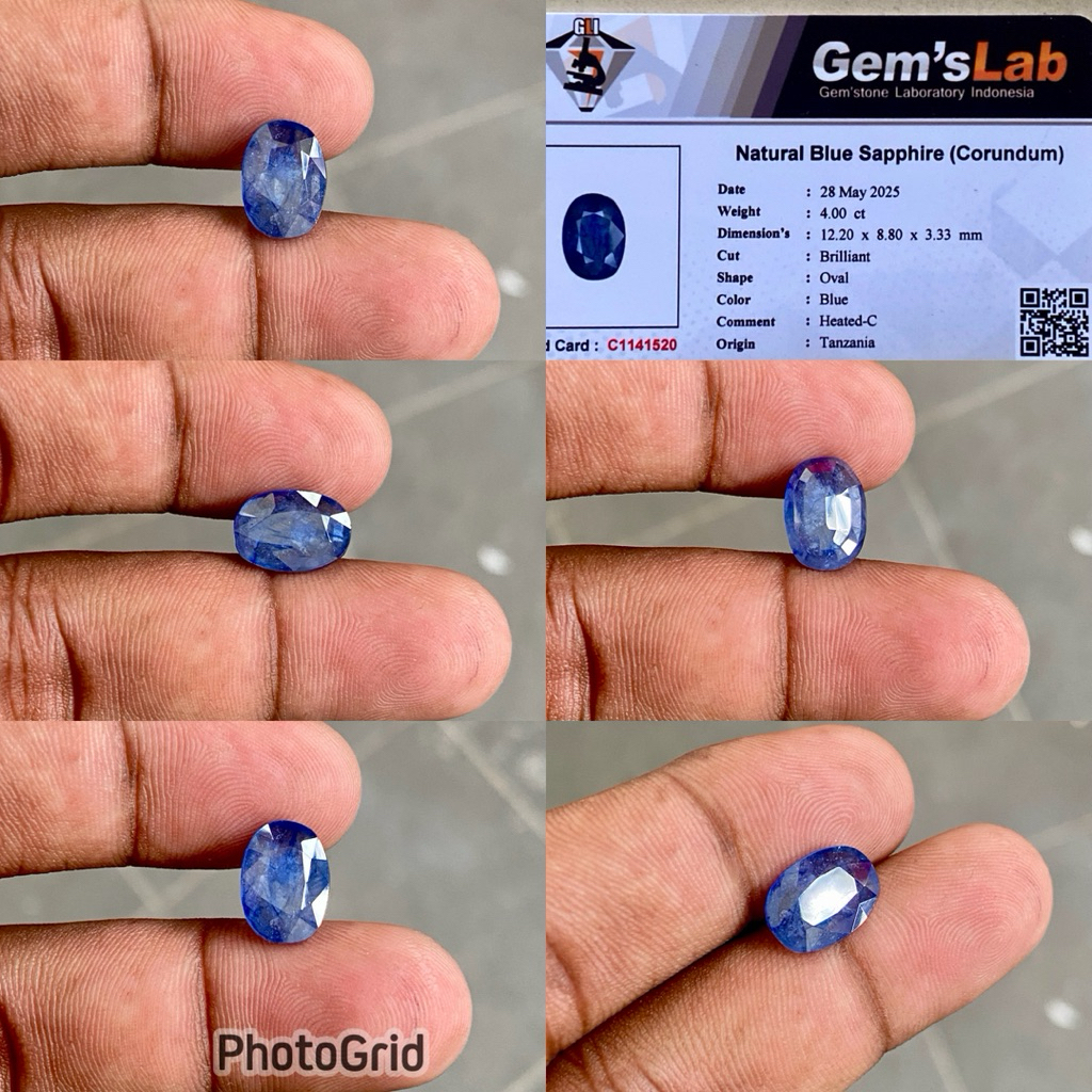 Batu Blue Safir Africa Natural Blue Sapphire Corundum Tanzania Dim 12.20x8.80x3.33