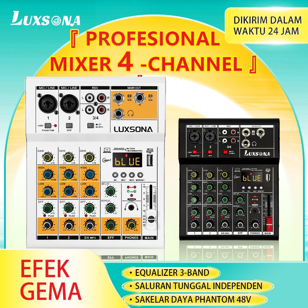 mixer 4 saluran/Mixer Audio Profesional dengan Reverb/mixer audio murah/misker dengan perekaman USB 