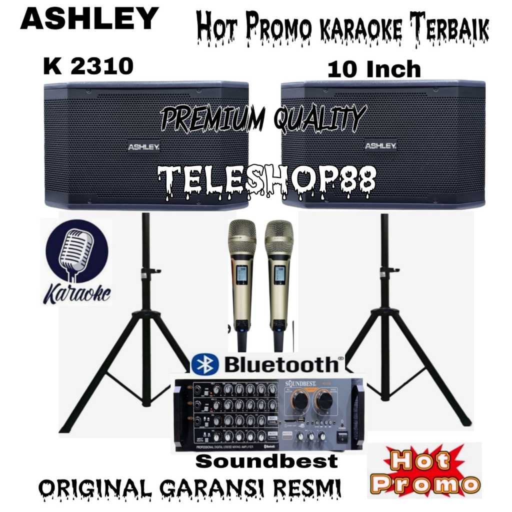 Karaoke terbaik speaker pasif 10" ASHLEY K2310 K 2310 original komplit set