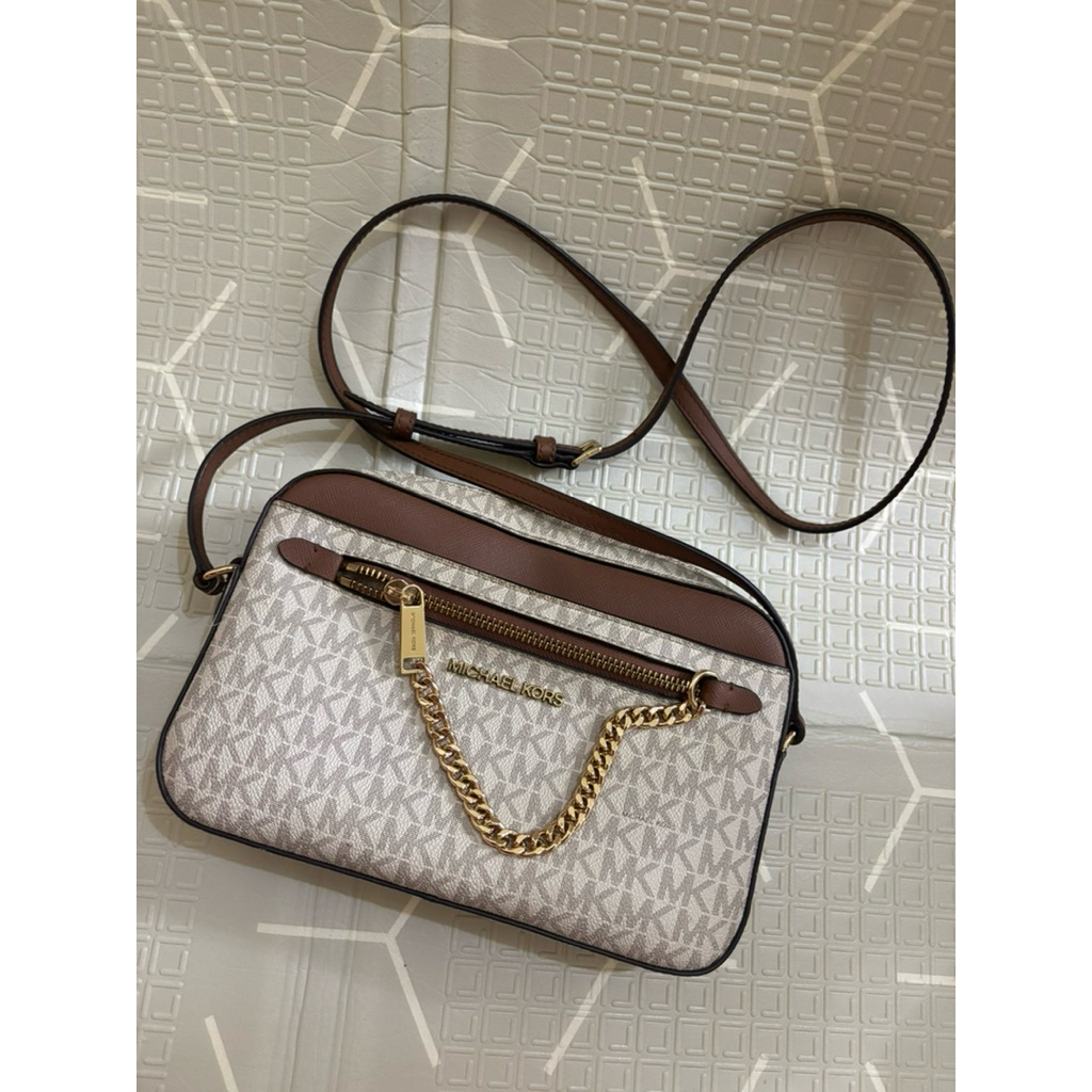 Preloved MK jet set large crossbody brown
