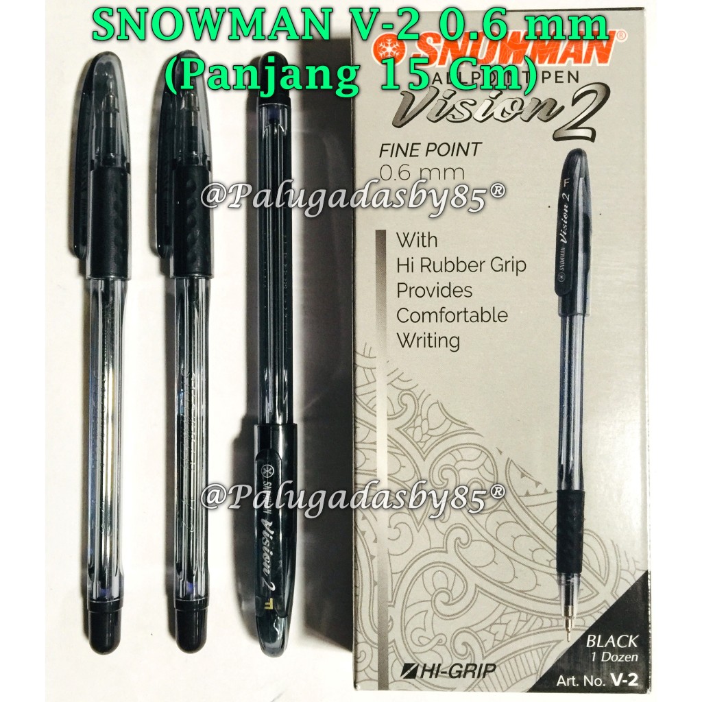 (1 Biji) GROSIR Bolpen SNOWMAN V-2 0.6 mm / Ball Point Snowman V-2 / Pulpen Snowman V2 (1 Biji)
