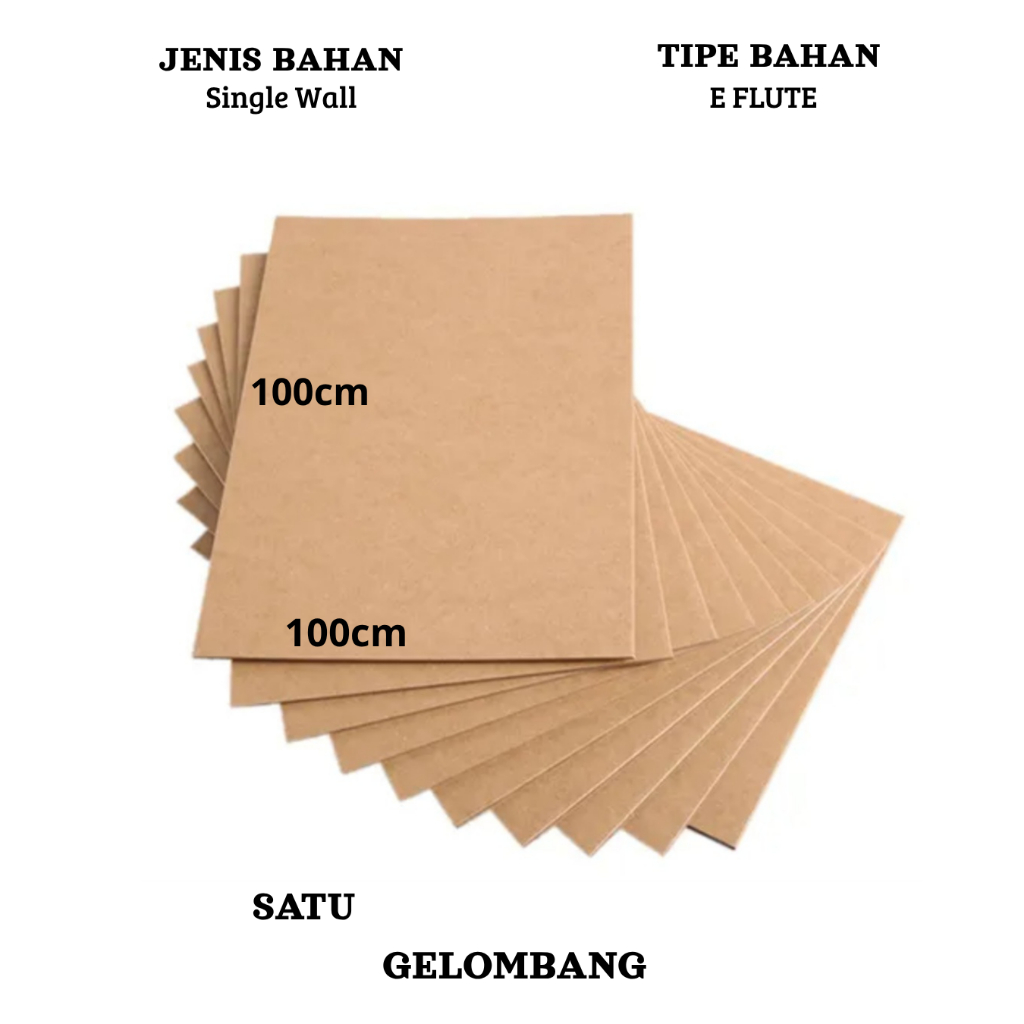 Lembaran Kardus 100x100 Cm Eflute/Kraft /Single Wall/Karton