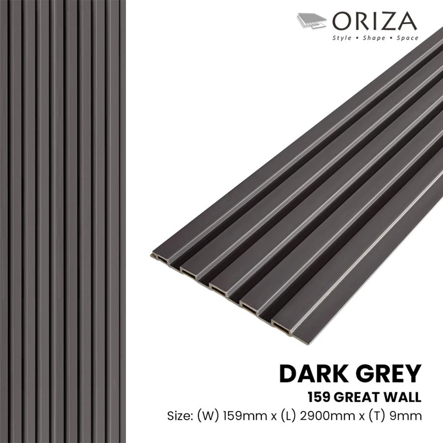 (HARGA PER BATANG) Oriza Wall Panel WPC 159 Great Wall - Dark Grey