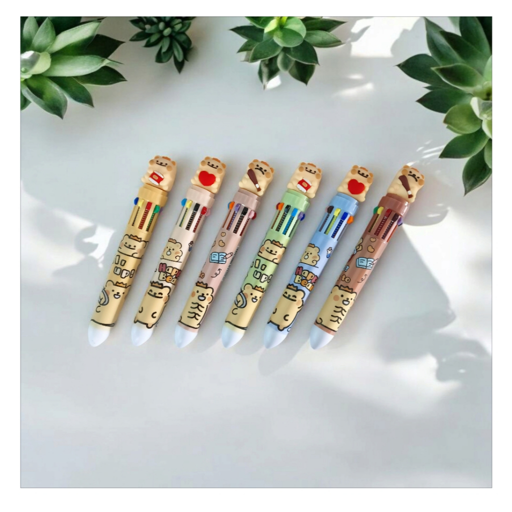 Pulpen 10 Warna Karakter / Pulpen Warna Warni Steker Motif Lucu Karakter