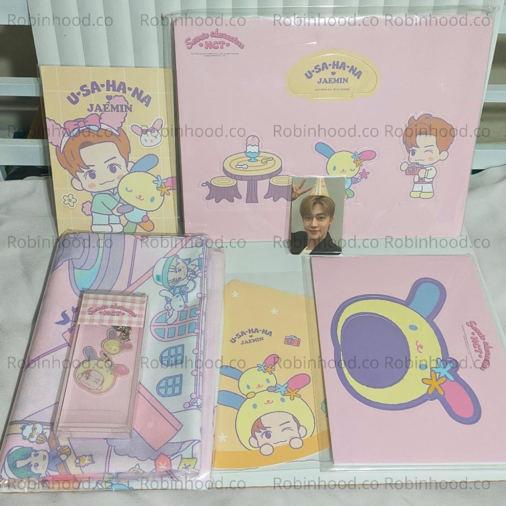 Official sanrio x nct Jaemin u-sa-ha-na party package fabric poster woodrock character standee photo