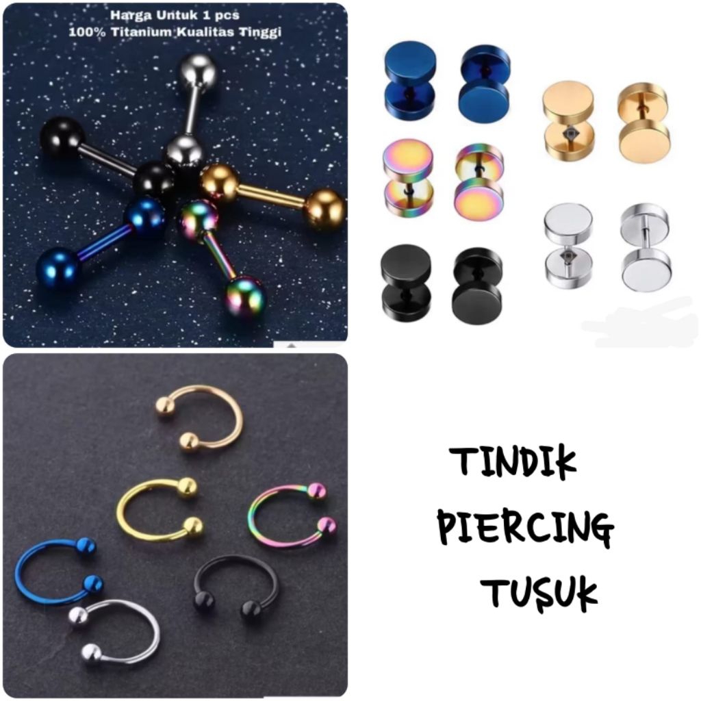 Anting roda / anting barbel / anting tusuk / anting bulat / anting hitam anting silver / anting mode