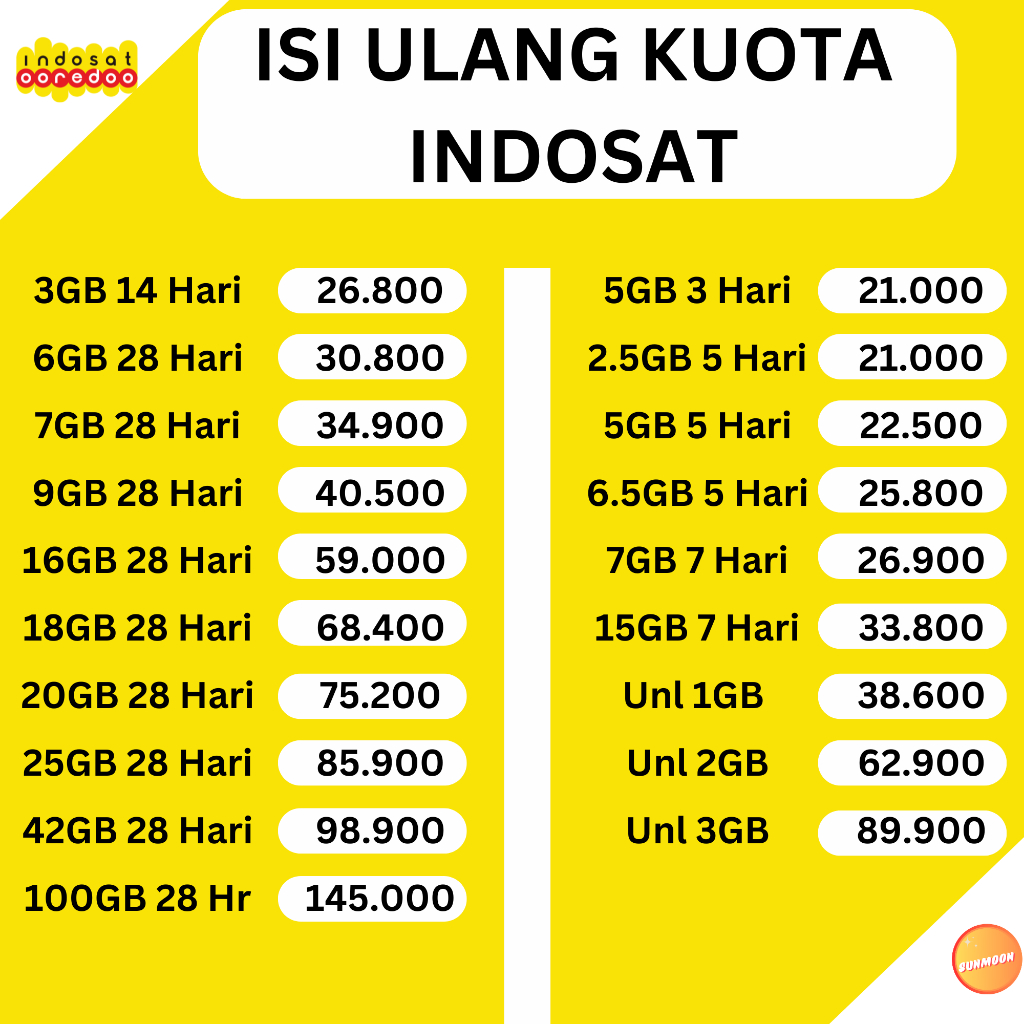 Paket Data Kuota Internet INDOSAT FREEDOM Internet full 24 jam 2GB 3GB 5GB