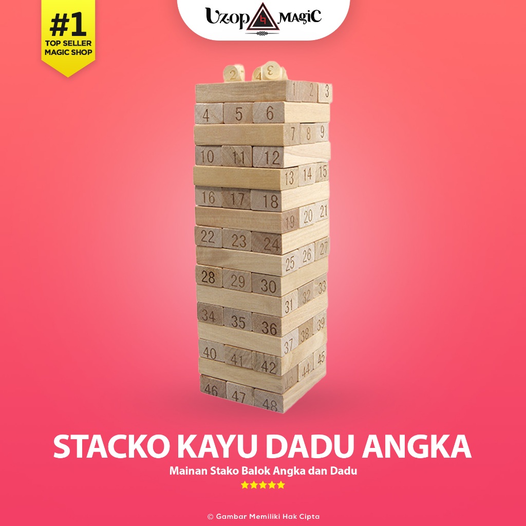 Mainan Balok Kayu Stacko Angka dan Dadu -  Uzop Magic Shop