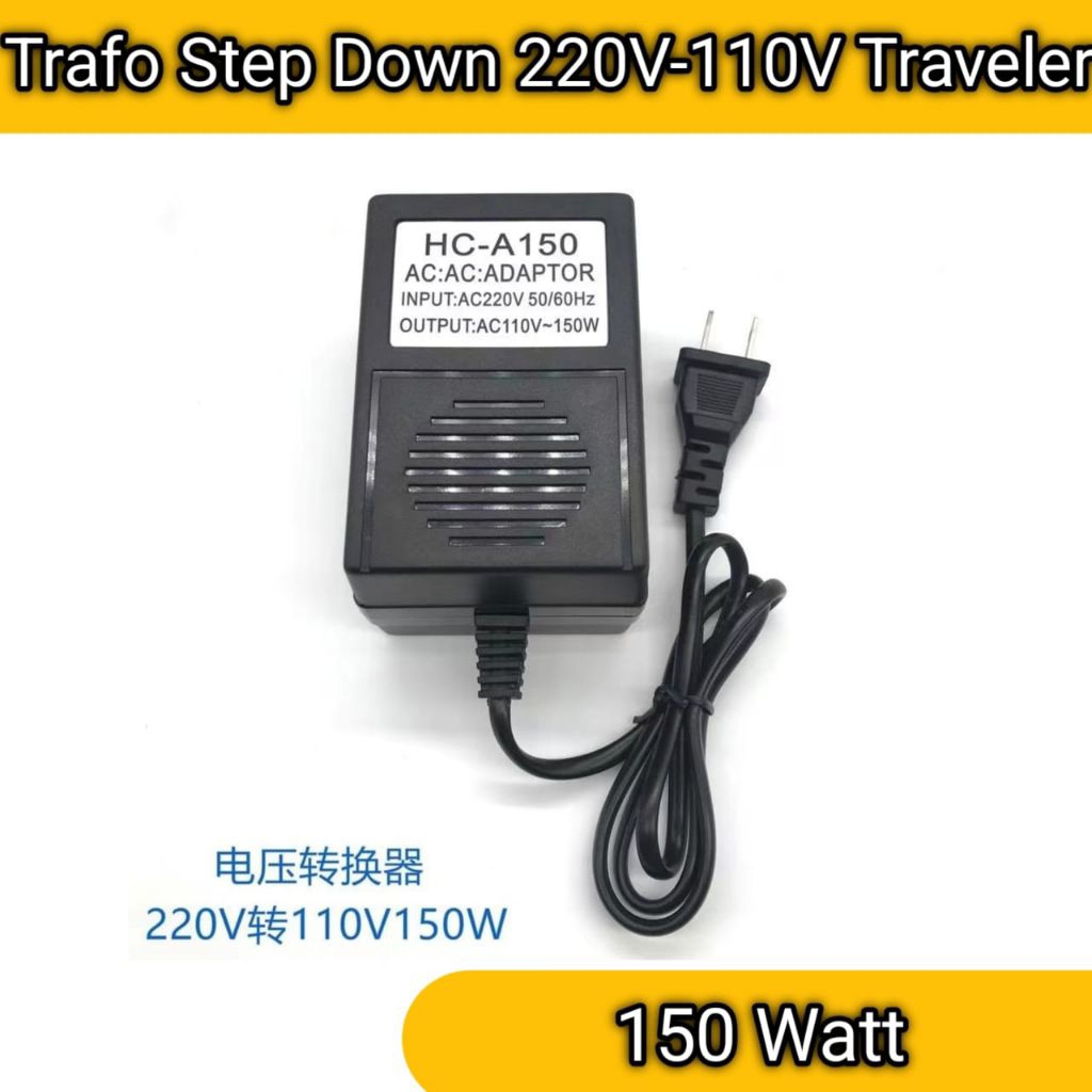 Trafo step down 220V to 110V 150Watt portable traveler step down perjalanan