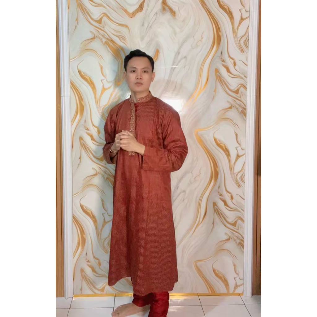 BAJU INDIA PRIA KURTA ONE SET BURGUNDI