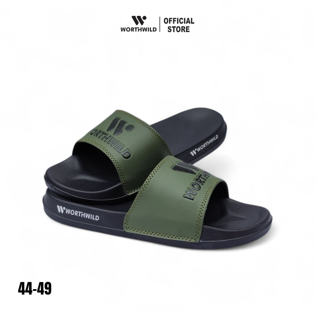 Worthwild - Shizu II Black Green | Sandal Pria | Slilpers Men | Slide Flip Flop | Sandal Big size 44