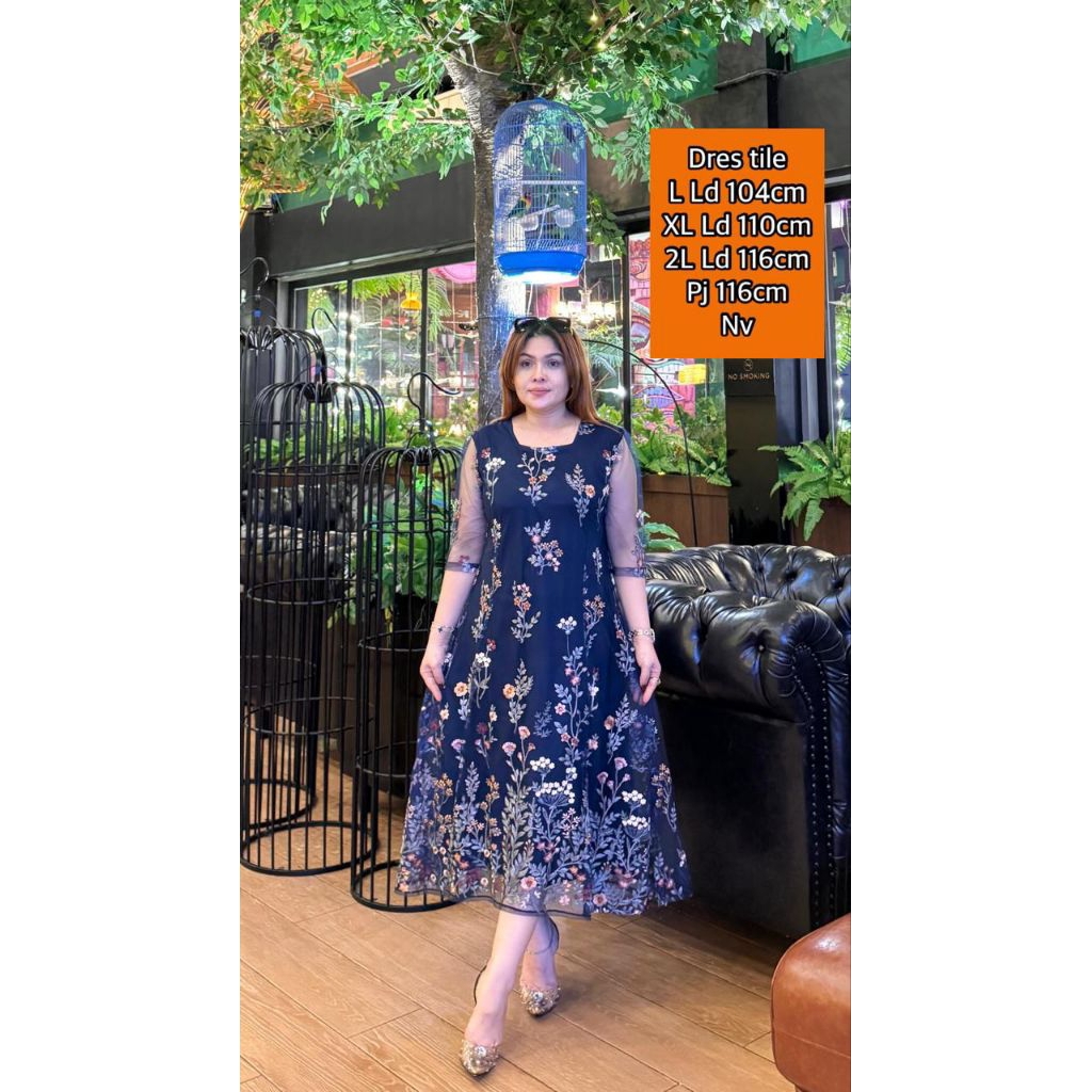 Dress brokat tile import terbaru