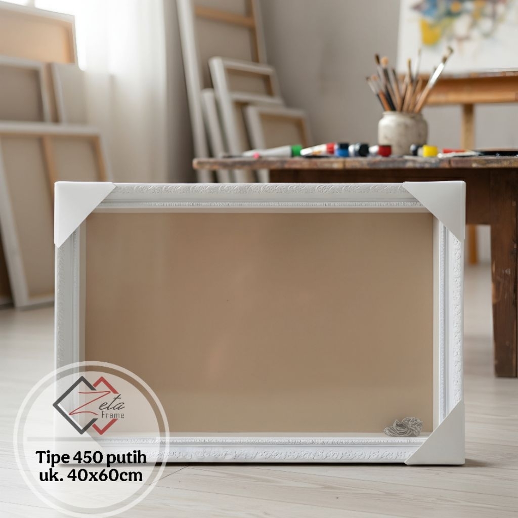 Tipe 450 putih uk. 40x60 - Pigura mahar ukir putih - Bingkai mahar ukuran besar