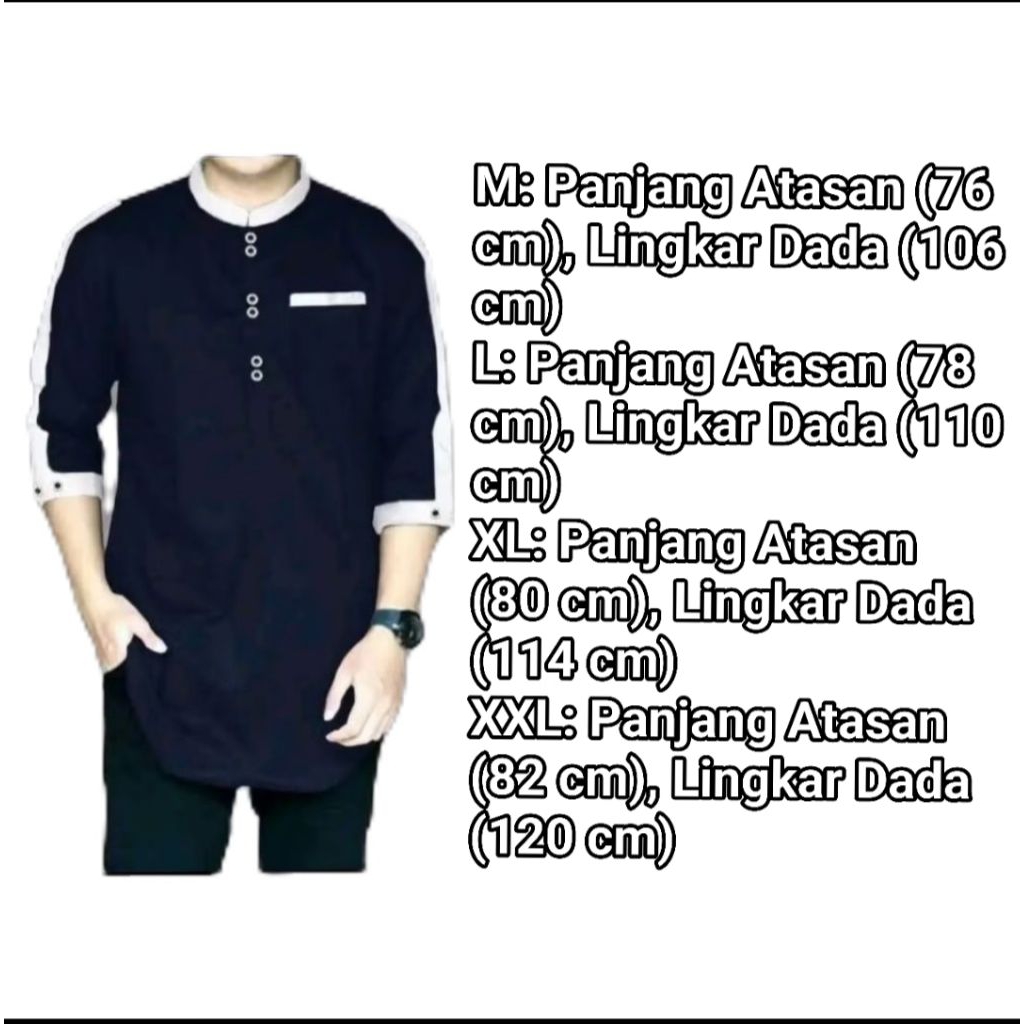Baju koko pria kurta zaka terbaru lengan 3/4