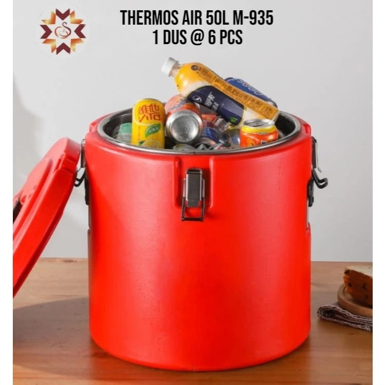 Ice Bucket Three Walled Kapasitas Besar/ Tong Merah Tahan Dingin Dan Panas/ Termos Air Stainless Ste