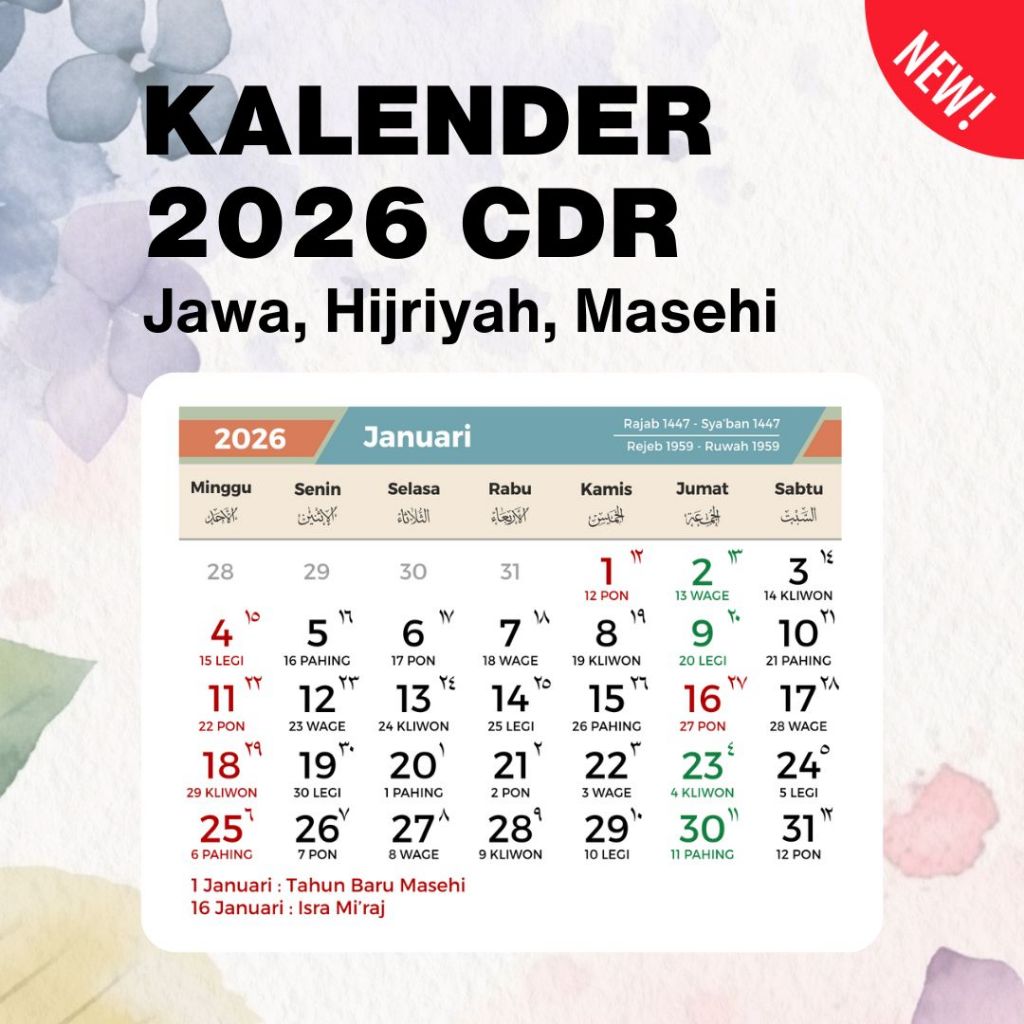 Desain Kalender 2026 CDR Siap Edit – Template Kalender CorelDRAW Lengkap & Siap Cetak