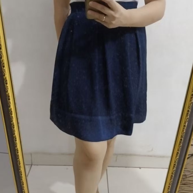 Rok Mayung Sifon Skirt Uniqlo Biru Murah