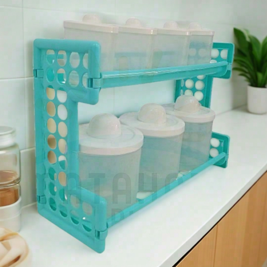 Tempat Bumbu Susun 2/Tempat Bumbu Yuki/Tempat Bumbu Estetik/Rak Bumbu Dapur