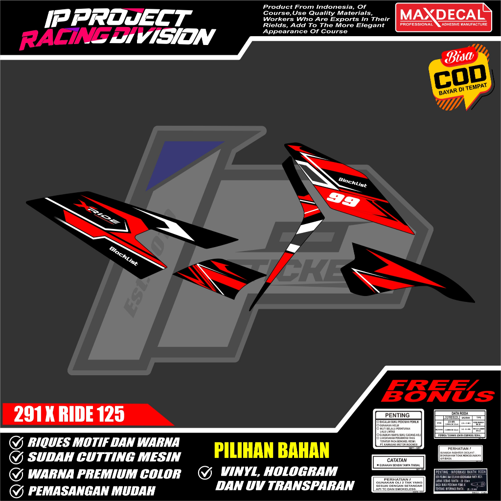 (COD)STICKER  STRIPING MOTOR ORIGINAL YAMAHA X RIDE  DESAIN RACING HOLOGRAM DAN TRANSPARAN