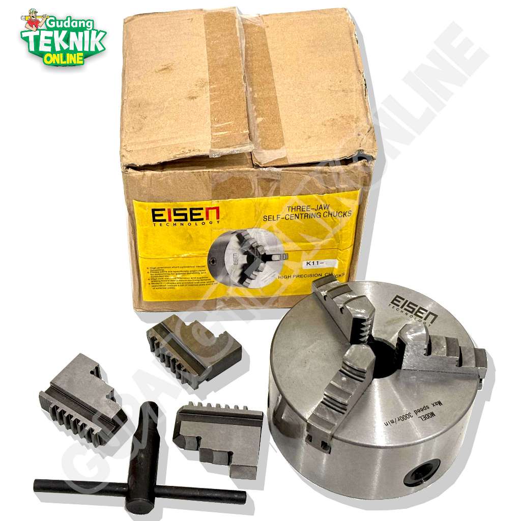 Catok Bubut Kaki 3 EISEN 3" 5" K11-80 K11-125 EISEN / Chuck Kepala Mesin Bubut 3 5 Inch  Claw Jaw 3 