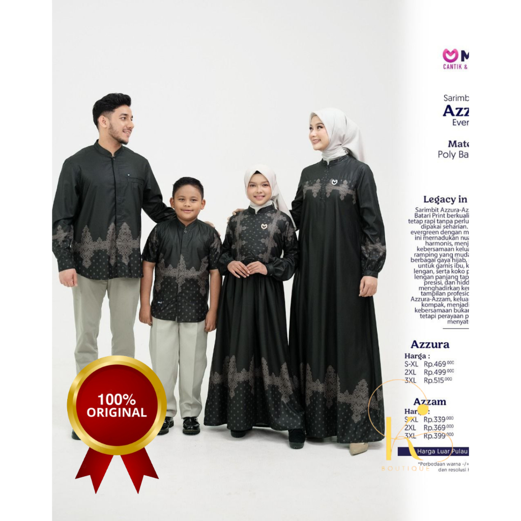 New Arrival Gamis Sarimbit Keluarga Mutif Azzura - Azzam Everblack
