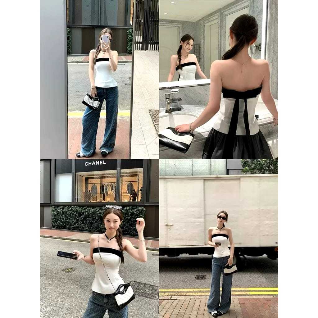 Dress Maxi Model Tube Top Pita Belakang Atasan Wanita