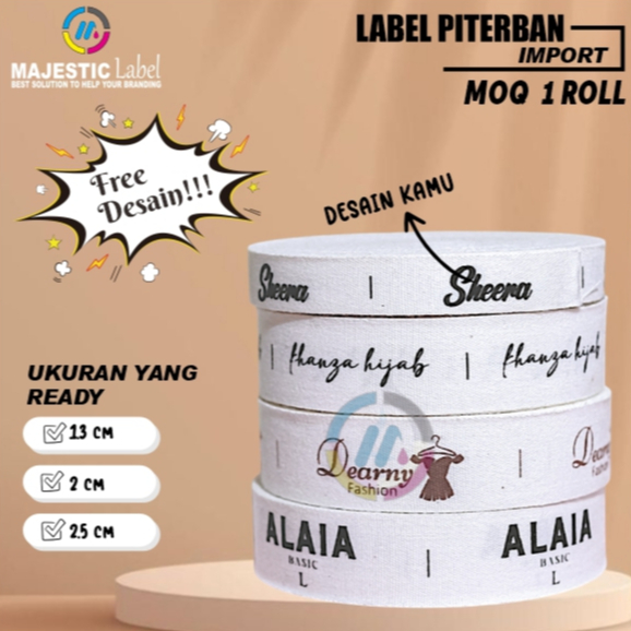 (300 pcs )Cotton Label Piterban Halus Tebal Custom Printing